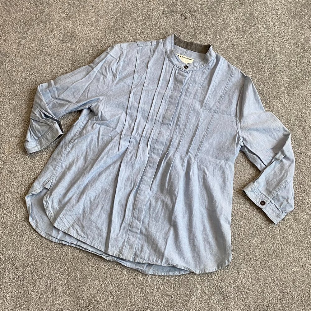* Rag & Bone Shirt 100% Cotton Chambray 3/4 Sleeves Light Blue SMALL - U1584